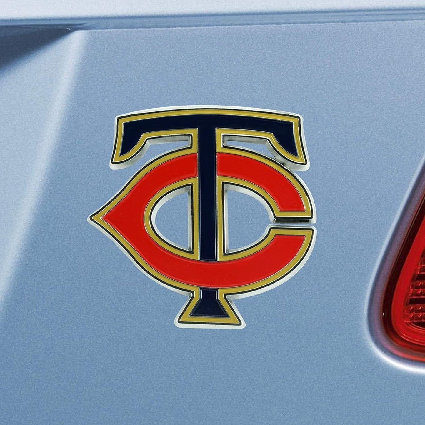 Minnesota Twins Premium Solid Metal Raised Auto Emblem, Team Color, Shape Cut, Adhesive Backing