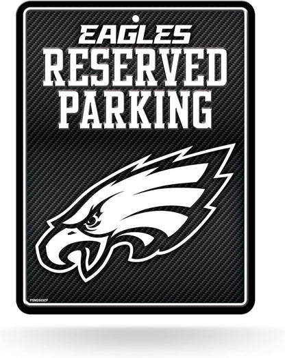 Rico Industries NFL Football Philadelphia Eagles Carbon Fiber 8.5" x 11" Carbon Fiber Metal Parking Sign - Great for Man Cave, Bed Room, Office, Home Décor