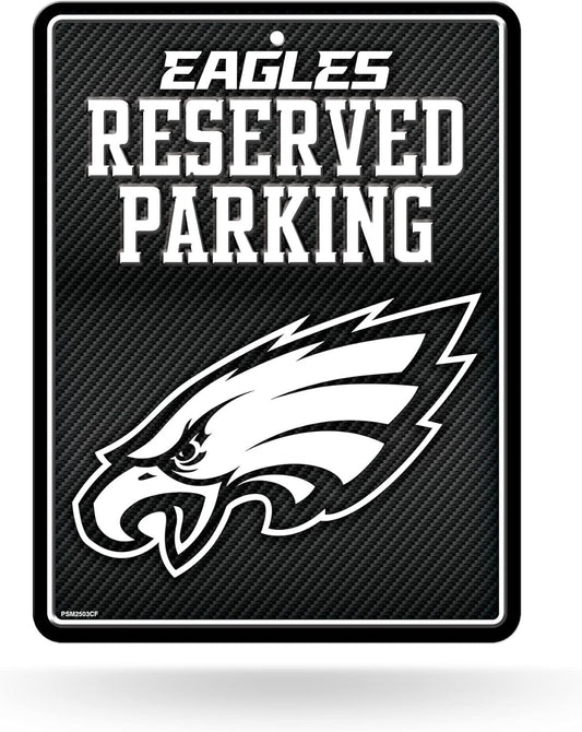 Rico Industries NFL Football Philadelphia Eagles Carbon Fiber 8.5" x 11" Carbon Fiber Metal Parking Sign - Great for Man Cave, Bed Room, Office, Home Décor
