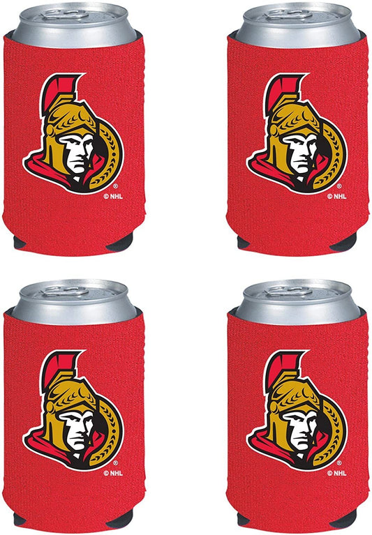 Ottawa Senators 4-Pack of 12oz Drink Can Cooler Insulated Neoprene Beverage Holder, Logo Design