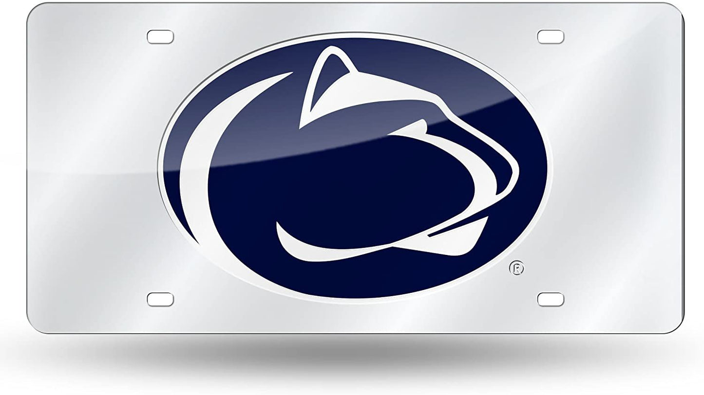 Penn State University Nittany Lions Premium Laser Cut Tag License Plate, Mirrored Acrylic Inlaid, 12x6 Inch