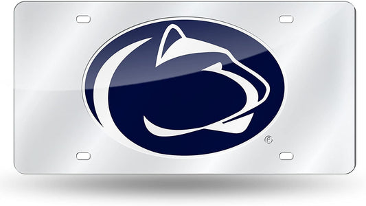 Penn State University Nittany Lions Premium Laser Cut Tag License Plate, Mirrored Acrylic Inlaid, 12x6 Inch