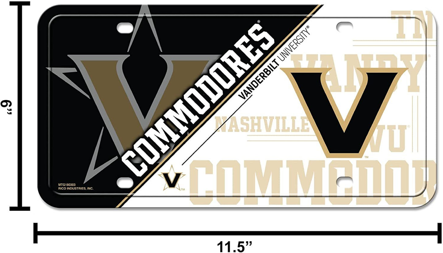 Vanderbilt University Commodores Metal License Plate Tag 12x6 Inch Split Design
