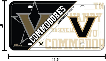 Vanderbilt University Commodores Metal License Plate Tag 12x6 Inch Split Design