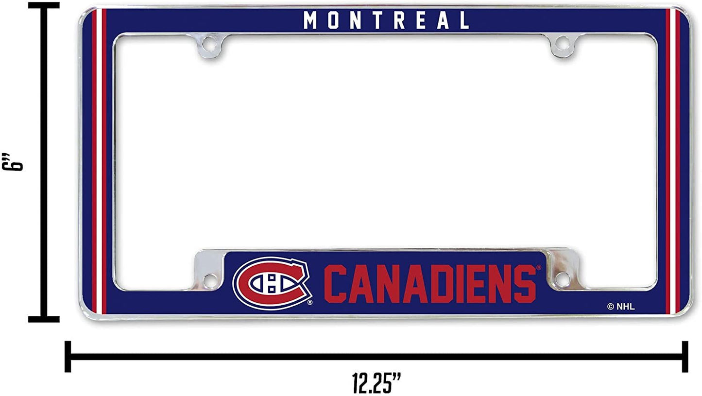 Montreal Canadiens Metal License Plate Frame Chrome Tag Cover Alternate Design 6x12 Inch