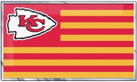 Kansas City Chiefs State Flag Auto Emblem, Aluminum Metal, Embossed Team Color, Raised Decal Sticker, Full Adhesive Backing