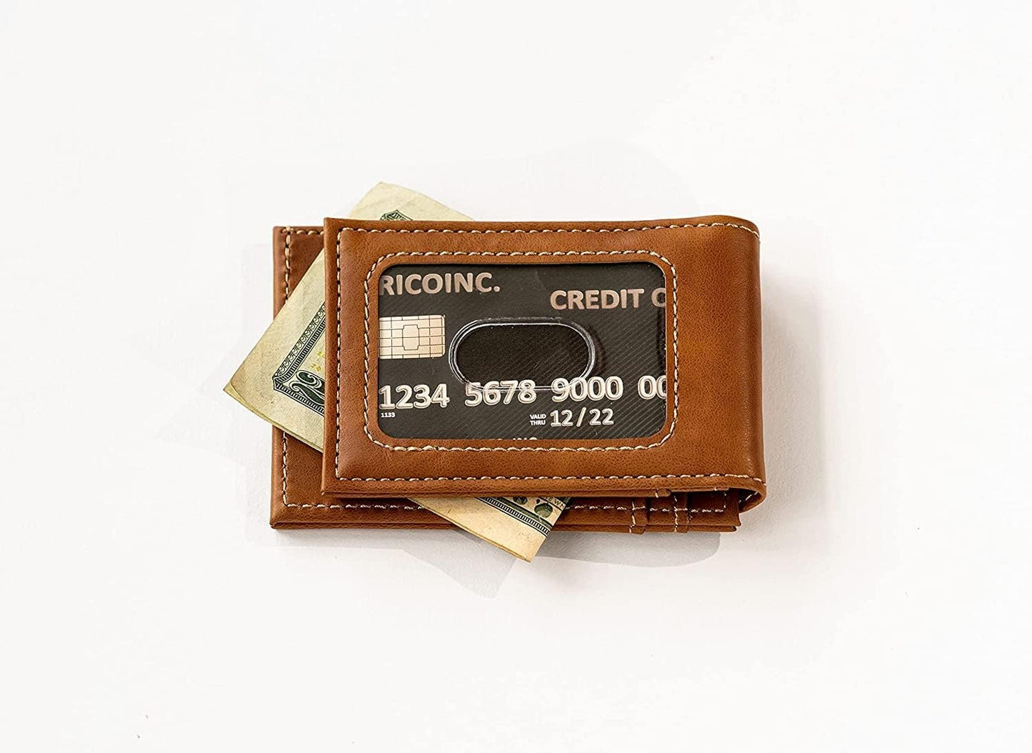 NCAA Wisconsin Badgers Men’s Front ID Pocket Brown Wallet- Premium 8 Pocket Laser-Engraved Team Logo on Vegan Leather- Minimalist Design, Credit Card Holder- Ideal for Travel or Men’s Gift