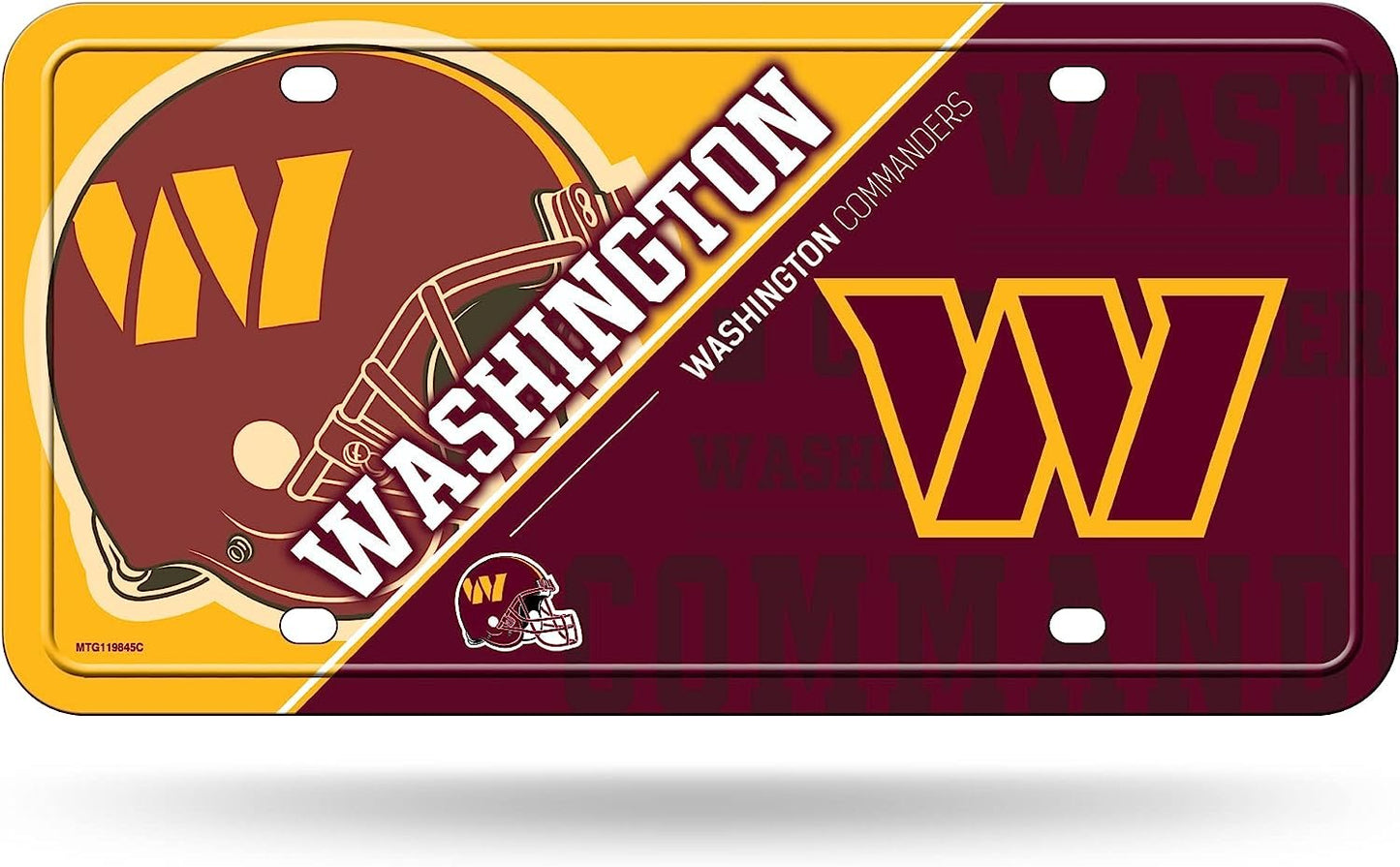 Washington Commanders Metal Tag Auto License Plate Split Design 6x12 Inch