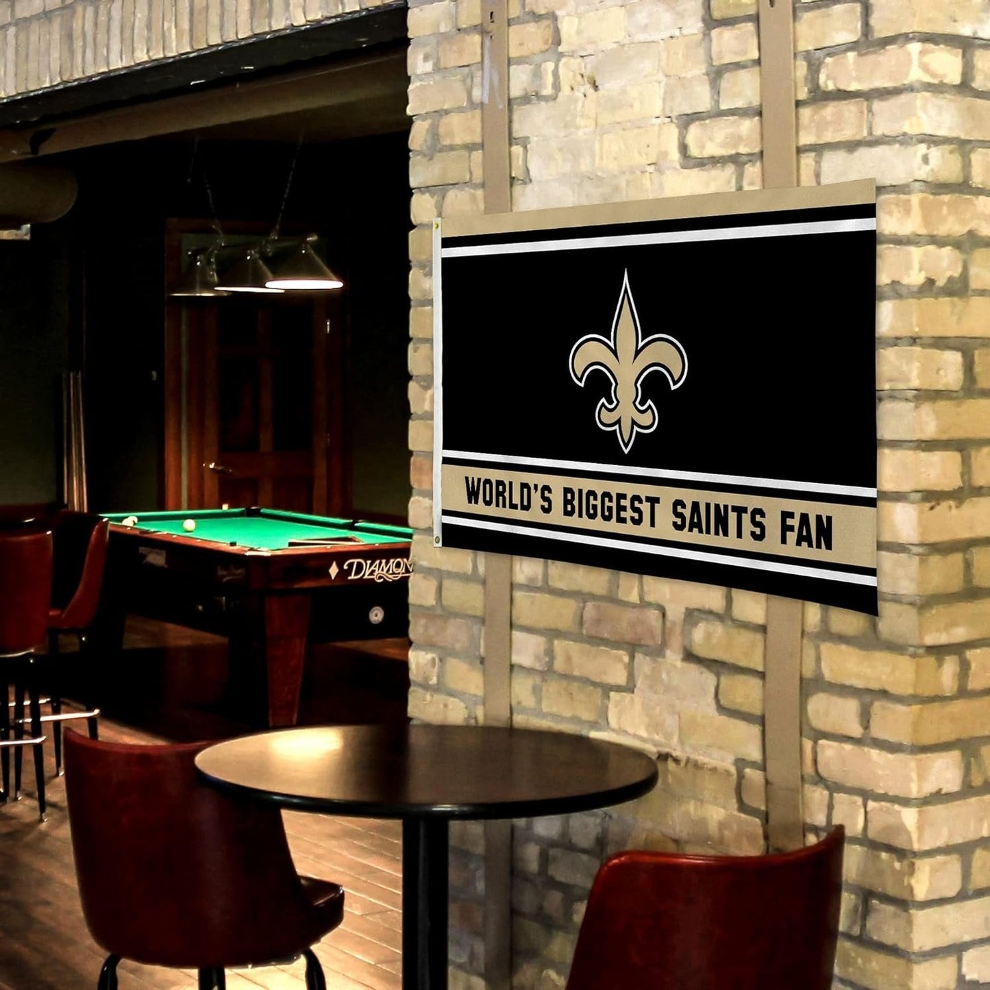 New Orleans Saints 3x5 Feet Flag Banner, World's Biggest Fan, Metal Grommets, Single Sided, Indoor or Outdoor Use