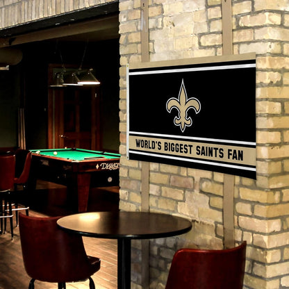 New Orleans Saints 3x5 Feet Flag Banner, World's Biggest Fan, Metal Grommets, Single Sided, Indoor or Outdoor Use