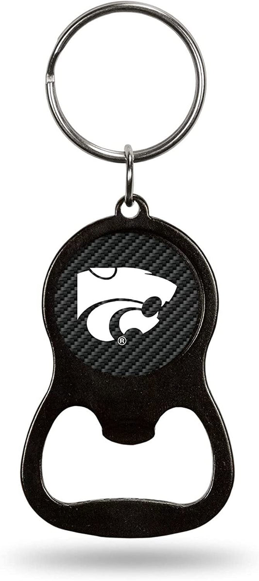Kansas State University Wildcats Premium Solid Metal Keychain Bottle Opener, Carbon Fiber Design