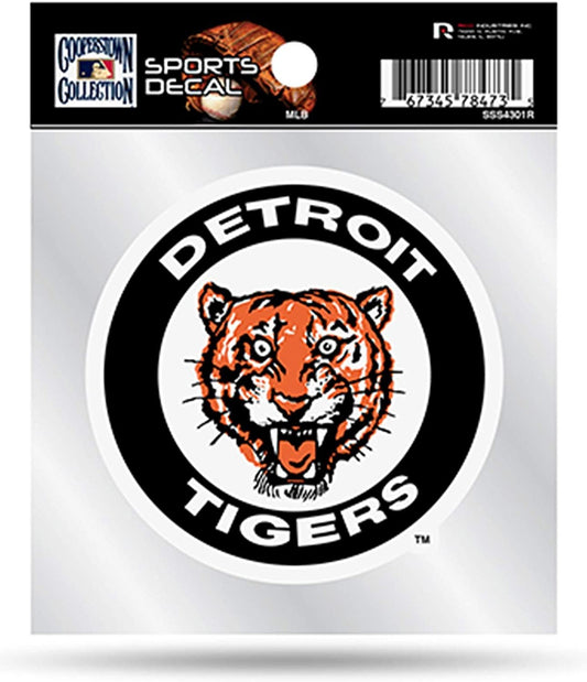 Detroit Tigers 4x4 Inch Die Cut Decal Sticker, Retro Logo, Clear Backing