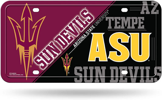 Arizona State University Sun Devils Metal Auto Tag License Plate, Split Design, 6x12 Inch