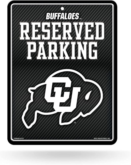 University of Colorado Buffaloes Metal Parking Novelty Wall Sign 8.5 x 11 Inch Carbon Fiber Design