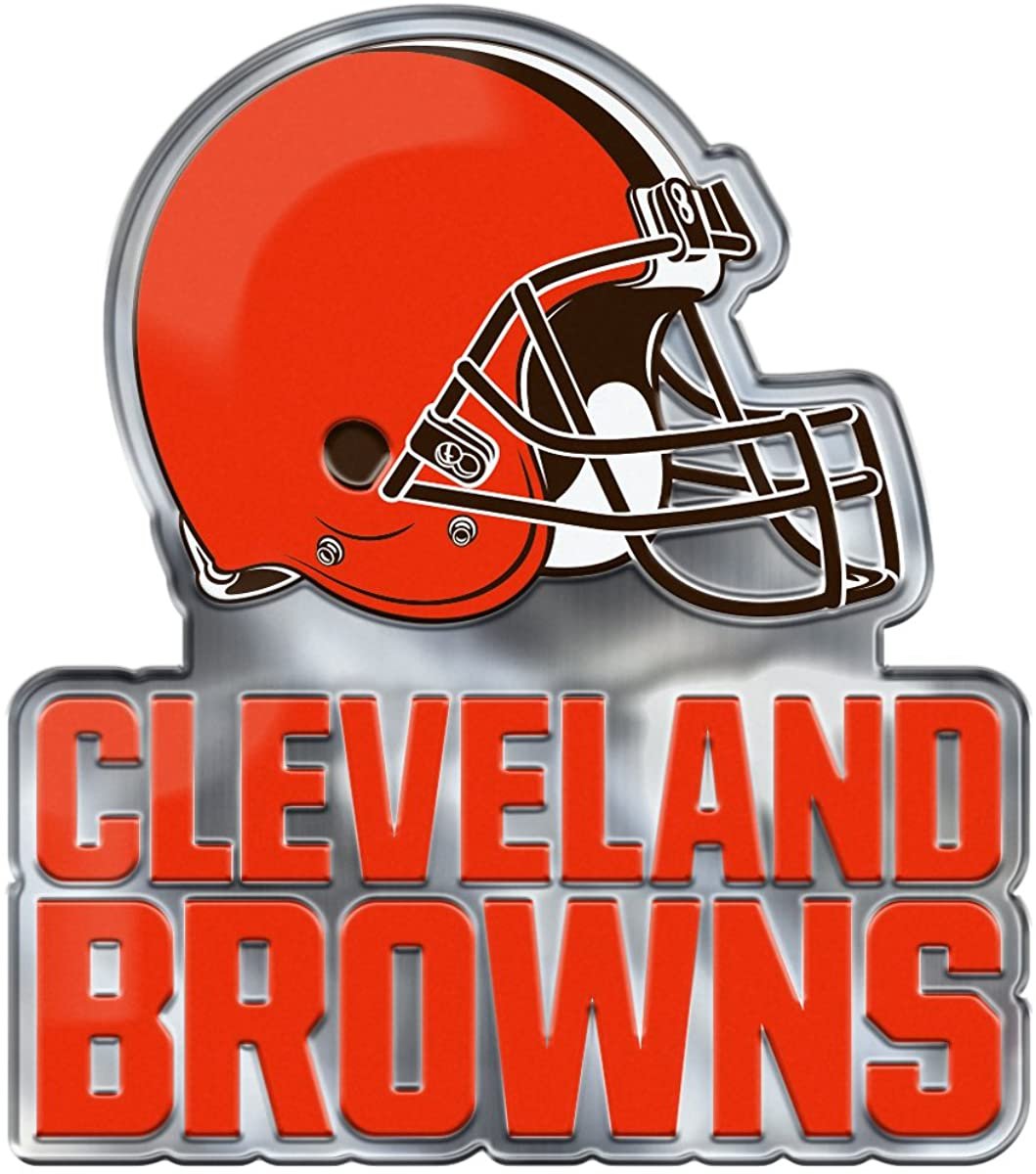 Cleveland Browns Premium Aluminum Metal Raised Auto Emblem, Alternate Logo, Color Embossed, Full Adhesive Backing