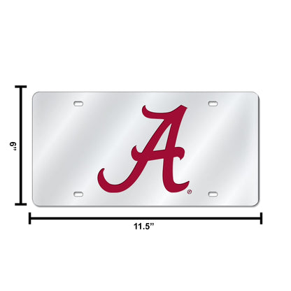 University of Alabama Crimson Tide Premium Laser Cut Tag License Plate, Mirrored Acrylic Inlaid, 12x6 Inch