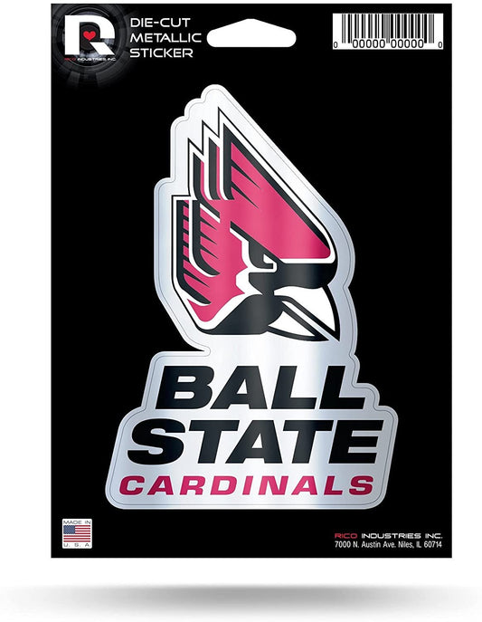 Ball State University Cardinals 5 Inch Sticker Decal Metallic Shimmer Design Flat Vinyl