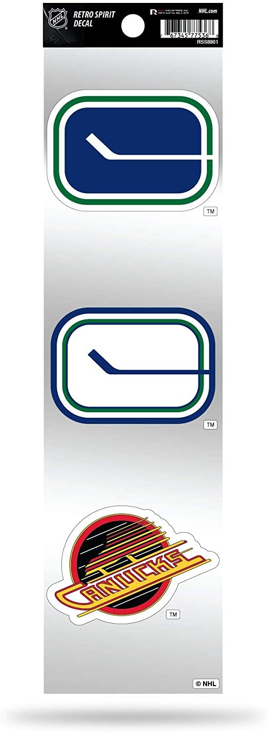Vancouver Canucks 3pc Retro Spirit Decals Premium Throwback Stickers