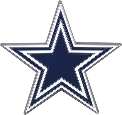 Dallas Cowboys Premium Solid Metal Raised Auto Emblem, Team Color, Shape Cut, Adhesive Backing