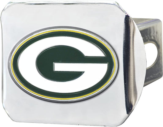 Green Bay Packers Hitch Cover Solid Metal with Raised Color Metal Emblem 2" Square Type III
