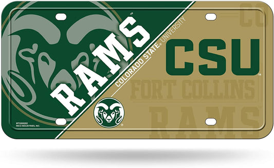 Colorado State University Rams Metal Auto Tag License Plate, Split Design, 6x12 Inch