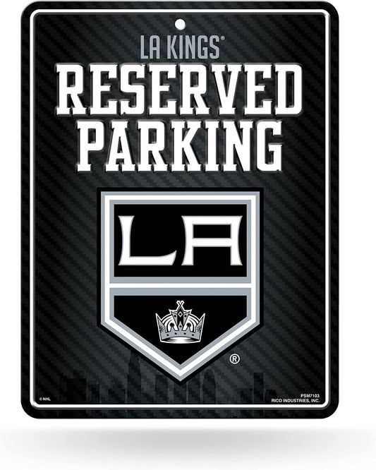 Los Angeles Kings Metal Parking Novelty Wall Sign 8.5 x 11 Inch Carbon Fiber Design