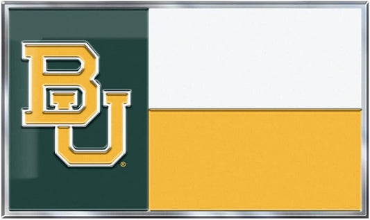 Baylor University Bears Auto Emblem Aluminum Metal Raised State Flag Design 2.25x3.75 Inch
