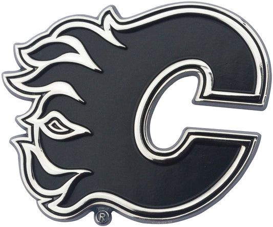 Calgary Flames Solid Metal Raised Auto Emblem Decal Adhesive Backing