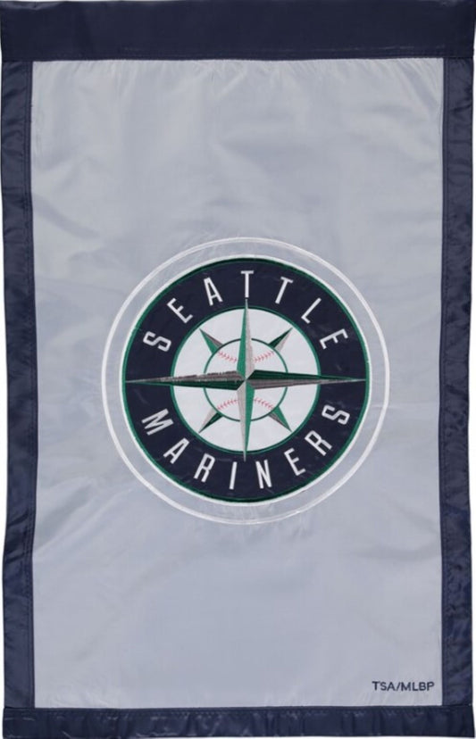 Seattle Mariners Premium Double Sided House Flag Banner, Applique Embroidered, 28x44 Inch