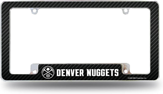Denver Nuggets Premium Metal License Plate Frame Tag Cover, Carbon Fiber Design, 6x12 Inch