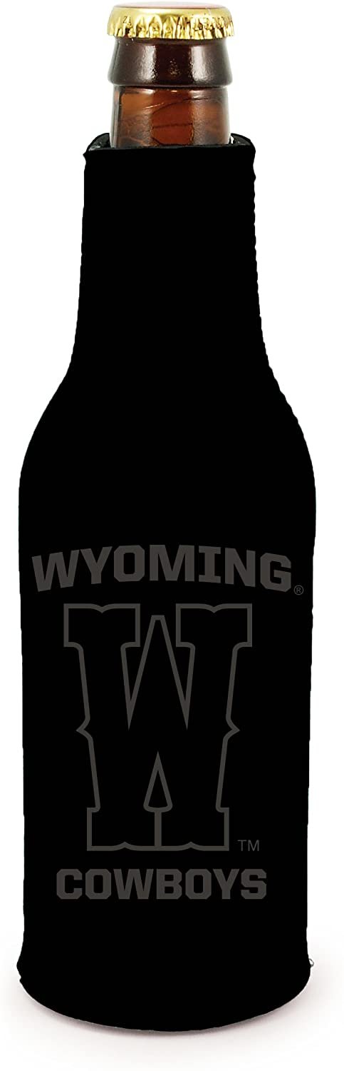 Wyoming Cowboys 2-Pack Zipper Bottle Tonal Black Beverage Insulator Neoprene Holder Cooler Coolie University of