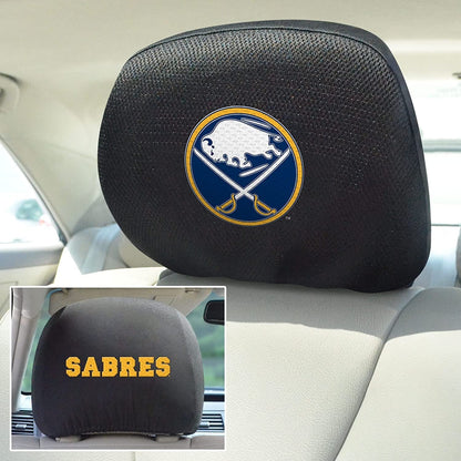Buffalo Sabres Premium Pair of Auto Head Rest Covers, Black, Elastic, 10x14 Inch