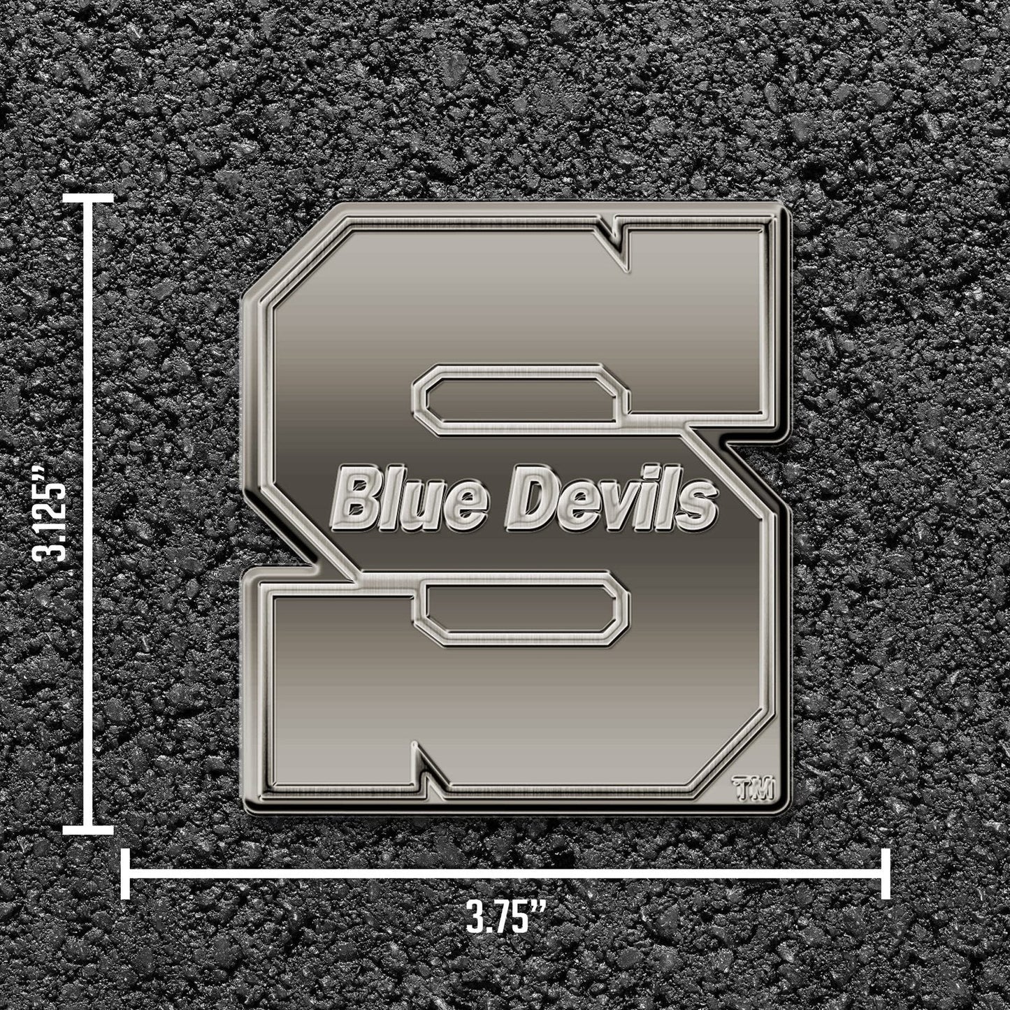 Rico Industries NCAA Wisconsin-Stout Blue Devils Antique Auto Emblem Antique Nickel Auto Emblem for Car/Truck/SUV
