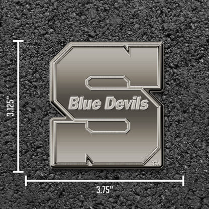 Rico Industries NCAA Wisconsin-Stout Blue Devils Antique Auto Emblem Antique Nickel Auto Emblem for Car/Truck/SUV