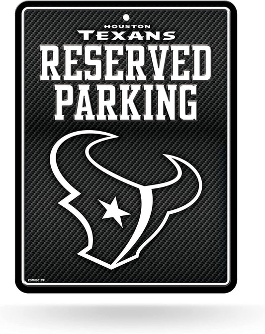 Houston Texans Metal Parking Novelty Wall Sign 8.5 x 11 Inch Carbon Fiber Design