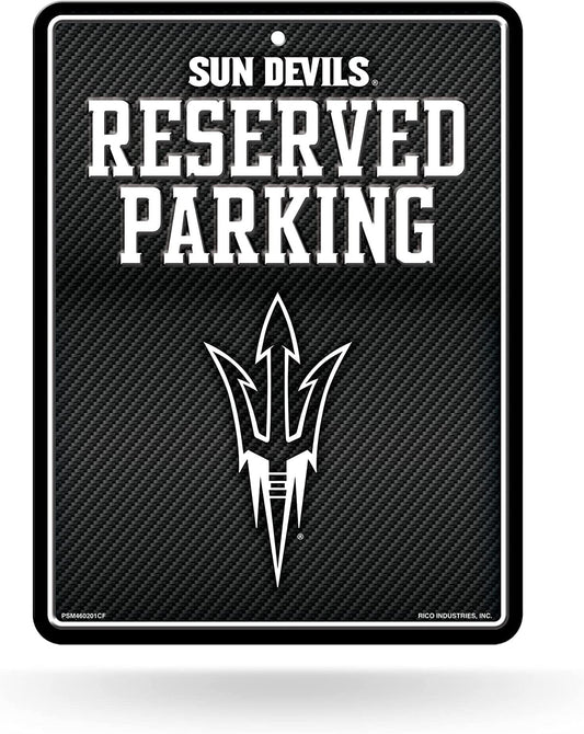 Arizona State University Sun Devils Metal Parking Novelty Wall Sign 8.5 x 11 Inch Carbon Fiber Design