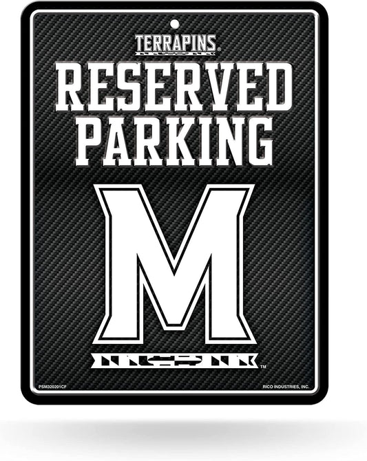 University of Maryland Terrapins Metal Parking Novelty Wall Sign 8.5 x 11 Inch Carbon Fiber Design