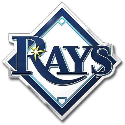 Tampa Bay Rays Auto Emblem, Aluminum Metal, Embossed Team Color, Raised Decal Sticker, Full Adhesive Backing