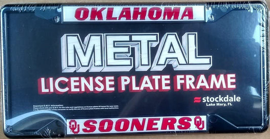University of Oklahoma Sooners Black Metal License Plate Frame Tag Cover, 12x6 Inch
