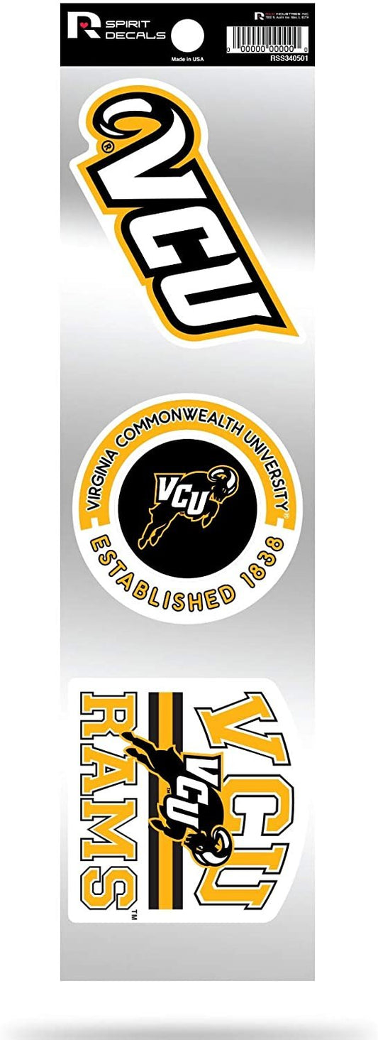 Virginia Commonwealth Rams VCU Triple Retro Throwback Spirit Decals Flat Vinyl Auto Home Sticker Sheet University of