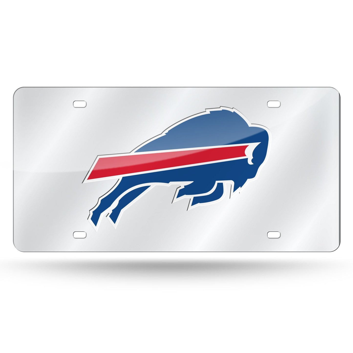 Buffalo Bills Premium Laser Cut Tag License Plate, Mirrored Acrylic Inlaid, 12x6 Inch