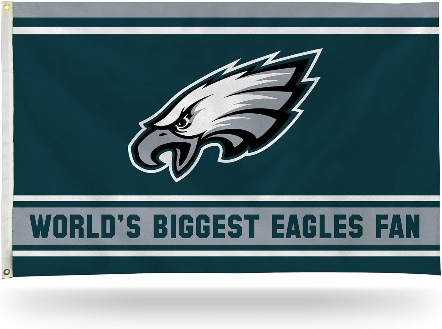 Philadelphia Eagles 3x5 Feet Flag Banner, World's Biggest Fan, Metal Grommets, Single Sided, Indoor or Outdoor Use