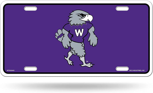 University of Wisconsin Whitewater Warhawks Metal Auto Tag License Plate, Logo Design, 6x12 Inch