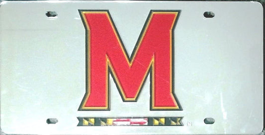 University of Maryland Terrpains Premium Laser Cut Tag License Plate, Mirrored Acrylic Inlaid, 6x12 Inch