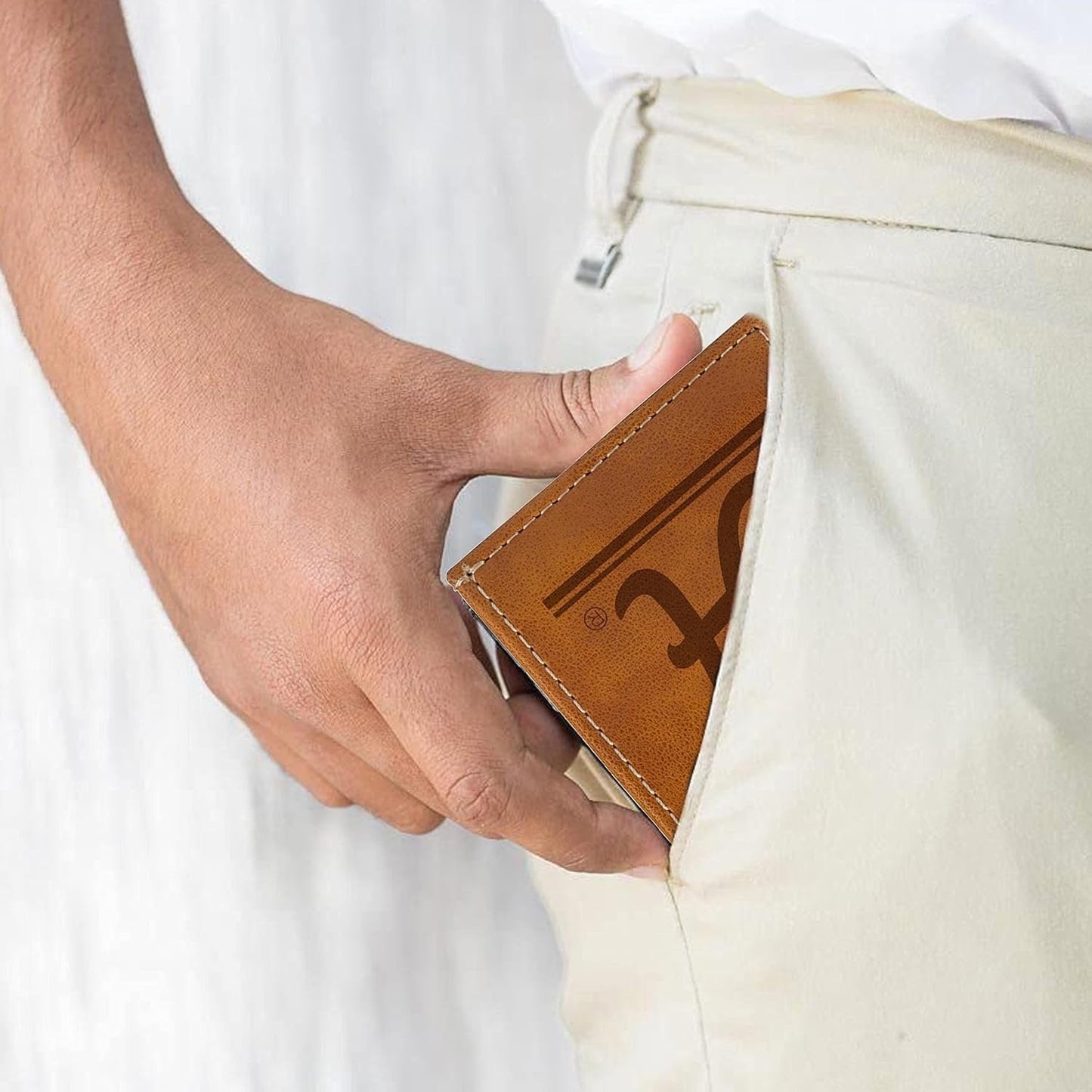 NCAA Alabama Crimson Tide Men’s Front ID Pocket Brown Wallet- Premium 8 Pocket Laser-Engraved Team Logo on Vegan Leather- Minimalist Design, Credit Card Holder- Ideal for Travel or Men’s Gift