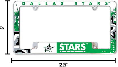 Dallas Stars Metal License Plate Frame Chrome Tag Cover All Over Design 6x12 Inch