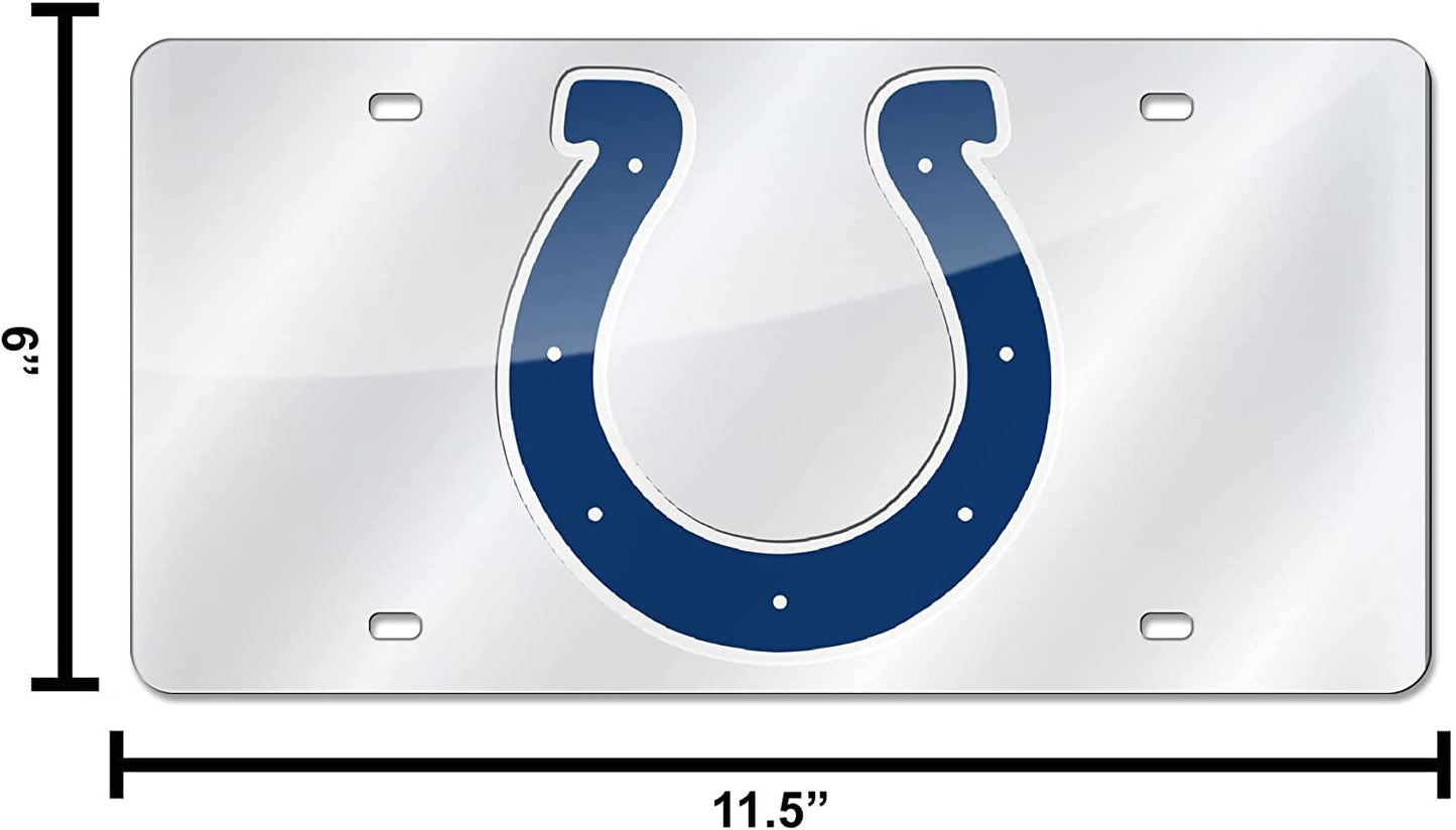 Indianapolis Colts Premium Laser Cut Tag License Plate, Mirrored Acrylic Inlaid, 12x6 Inch