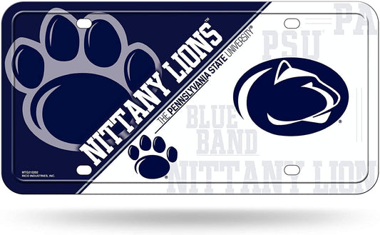 Penn State University Nittany Lions Metal Auto Tag License Plate, Split Design, 6x12 Inch