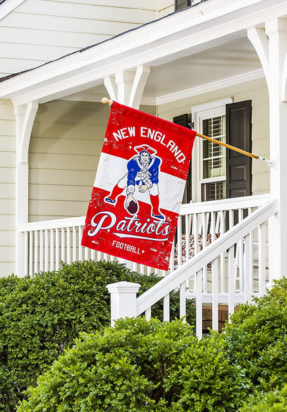 New England Patriots Premium 2-sided Garden Flag Banner, Vintage Logo, Linen, 13x18 Inch