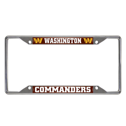 Washington Commanders Metal License Plate Frame Chrome Tag Cover 6x12 Inch